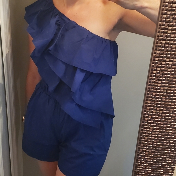 NWT RYU One Shoulder Ruffle Top Romper - Picture 5 of 6